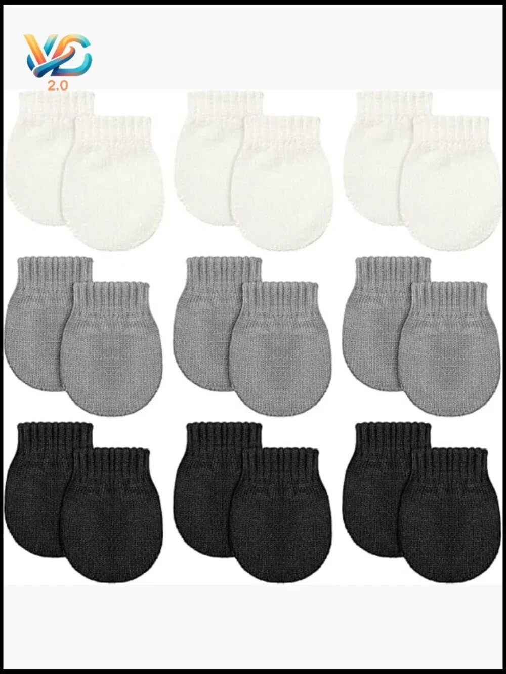Knitted Baby Mittens 9-Pack Warm Winter Gloves Scratch-Proof Elastic Cuffs